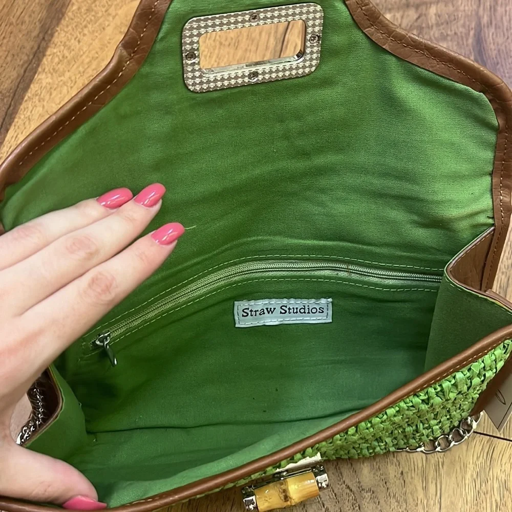 NWT Straw Studios Woman’s Green Shoulder Bag